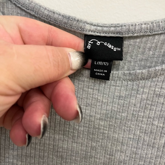 Art Class Ribbed Dress in Heather Gray GIRLS L - Picture 4 of 4